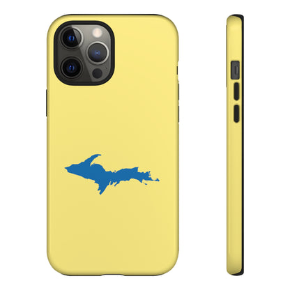 Michigan Upper Peninsula Tough Phone Case (Yellow Cherry Color w/ Azure UP Outline) | Apple iPhone