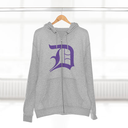 Detroit 'Old English D' Hoodie (Full-Body Lake Iris) | Unisex Full Zip