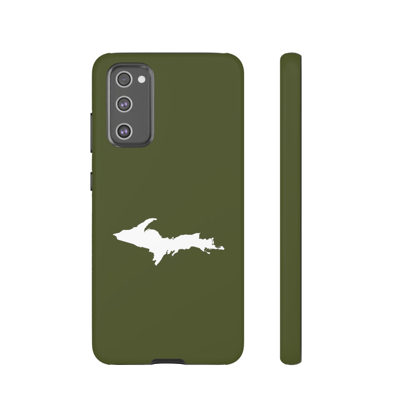 Michigan Upper Peninsula Tough Phone Case (Army Green w/ UP Outline) | Samsung & Pixel Android