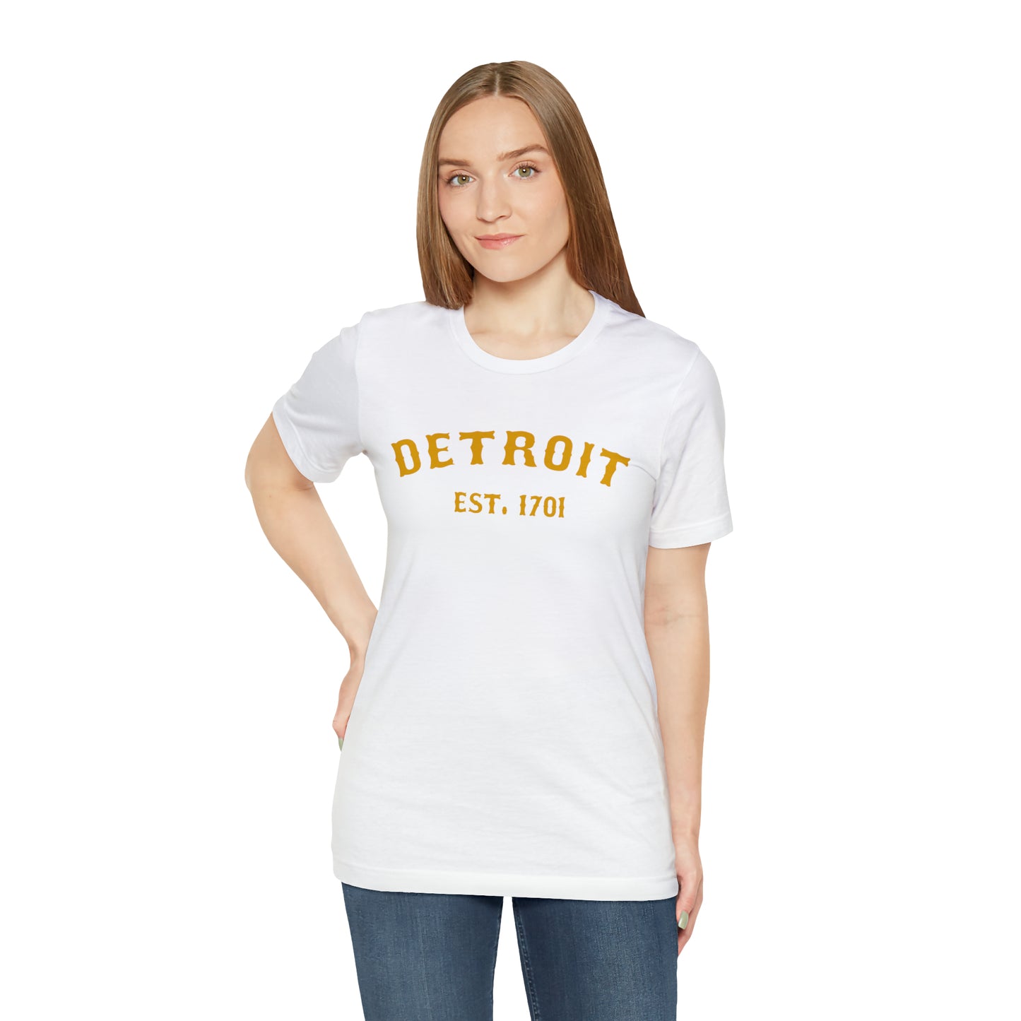 'Detroit EST. 1701' T-Shirt (Gold Ballpark Font) | Unisex Standard