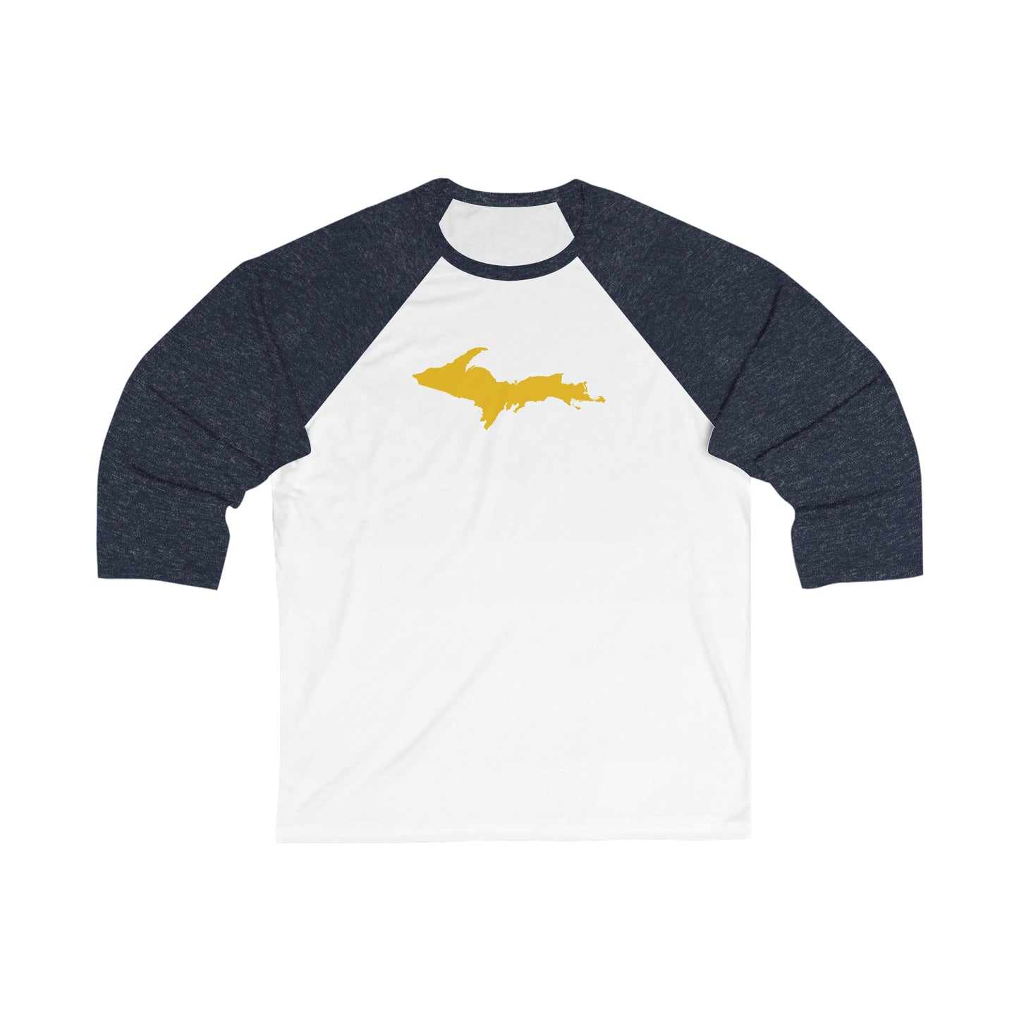 Michigan Upper Peninsula T-Shirt (w/ Gold UP Outline)  | 3/4 Sleeve Baseball