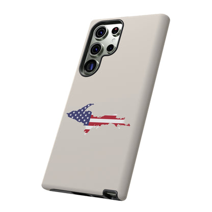 Michigan Upper Peninsula Tough Phone Case (Canvas Color w/ UP USA Flag Outline) | Samsung & Pixel Android