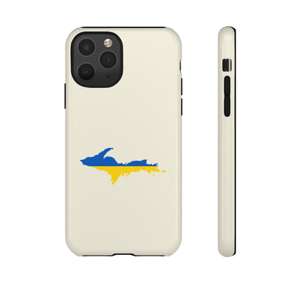 Michigan Upper Peninsula Tough Phone Case (Ivory Color w/ UP Ukraine Flag Outline) | Apple iPhone