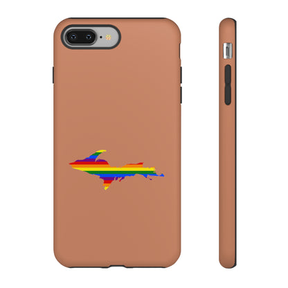 Michigan Upper Peninsula Tough Phone Case (Copper Color w/ UP Pride Flag Outline) | Apple iPhone