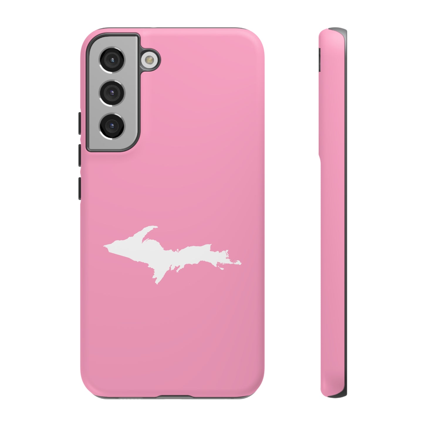 Michigan Upper Peninsula Tough Phone Case ('67 Caddie Pink w/ UP Outline) | Samsung & Pixel Android