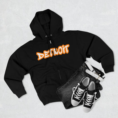 'Detroit' Hoodie (Orange Tag Font) | Unisex Full Zip