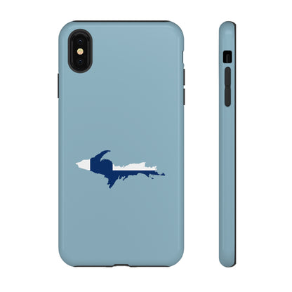 Michigan Upper Peninsula Tough Phone Case (Opal Blue w/ UP Finland Flag Outline) | Apple iPhone