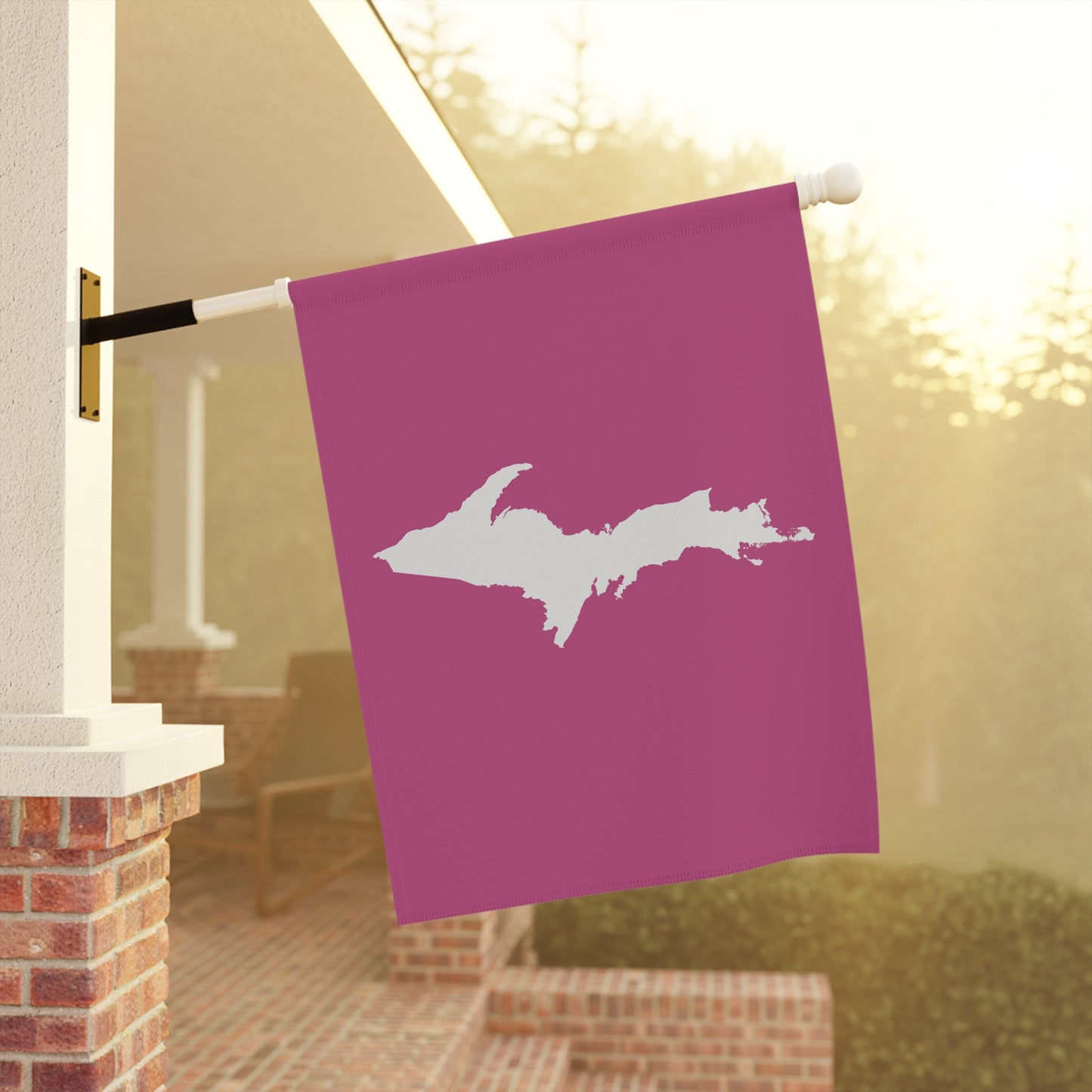 Michigan Upper Peninsula Home & Garden Flag (w/ UP Outline) | Apple Blossom Pink