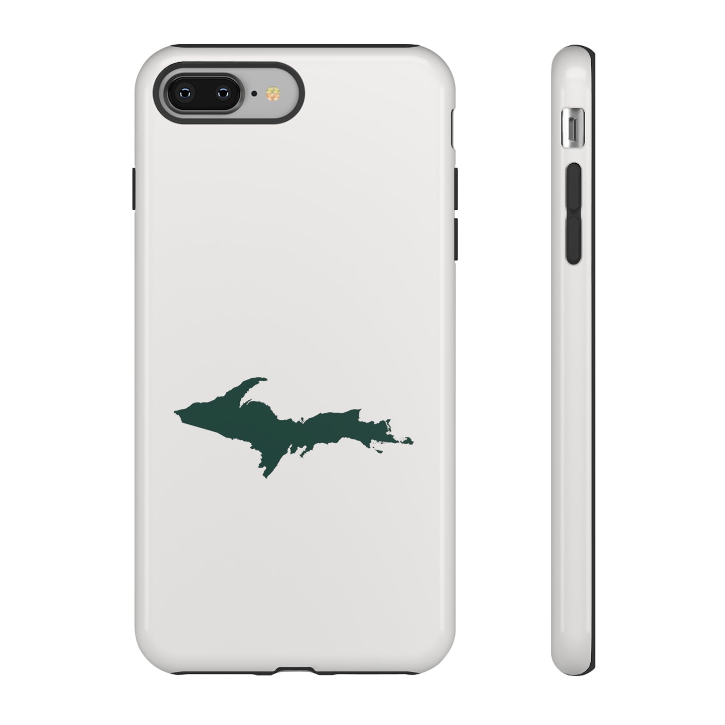 Michigan Upper Peninsula Tough Phone Case (Birch Bark White w/ Green UP Outline) | Apple iPhone