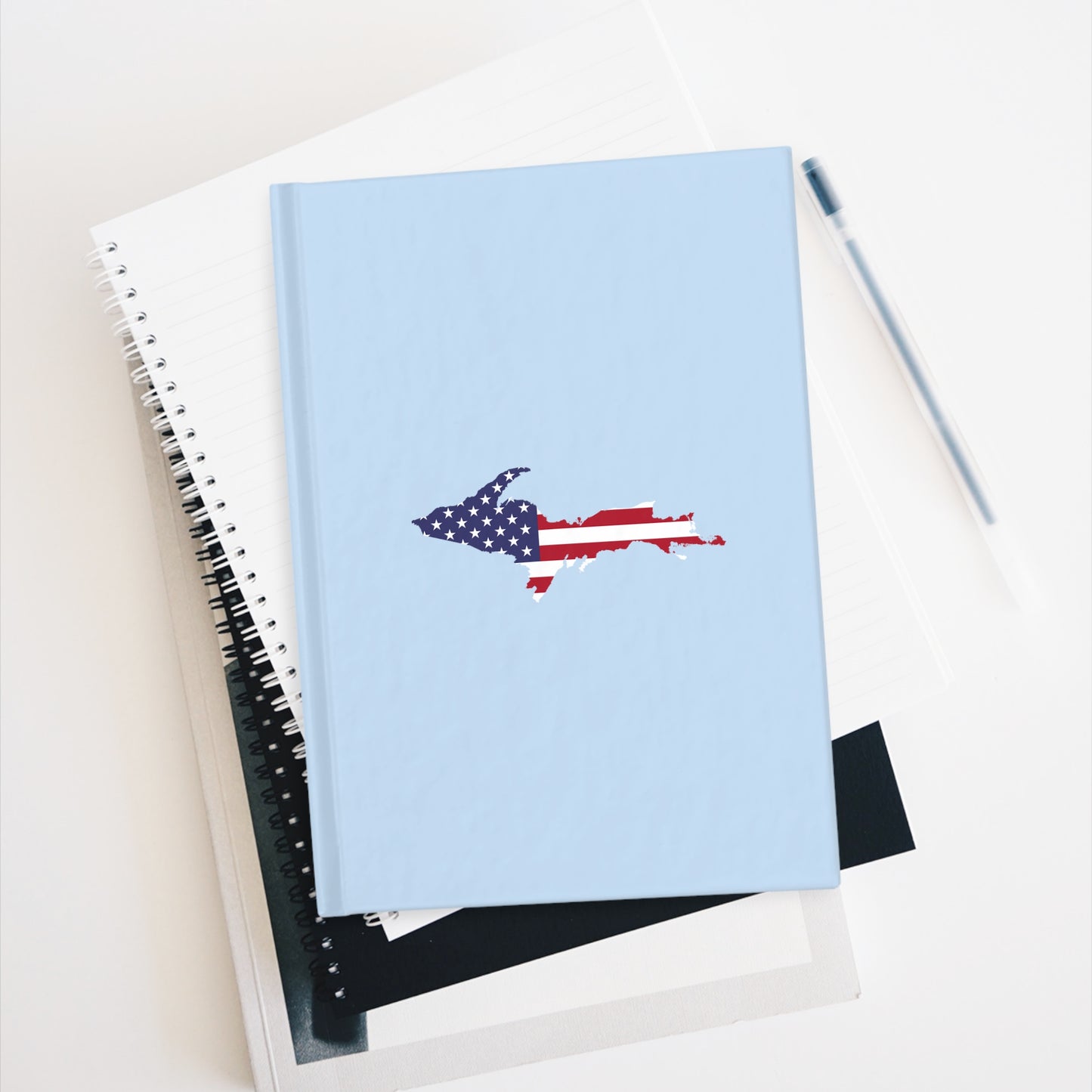 Michigan Upper Peninsula Blank Sketchbook (w/ UP USA Flag) | Light Blue