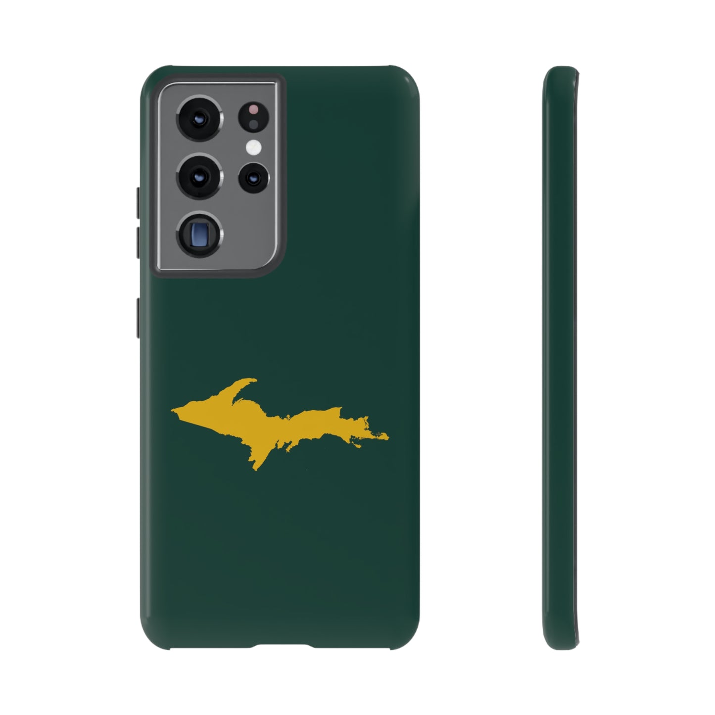 Michigan Upper Peninsula Tough Phone Case (Green w/ Gold UP Outline) | Samsung & Pixel Android