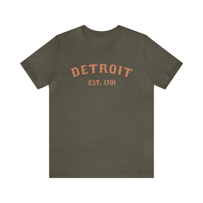 'Detroit EST. 1701' T-Shirt (Copper Ballpark Font) | Unisex Standard