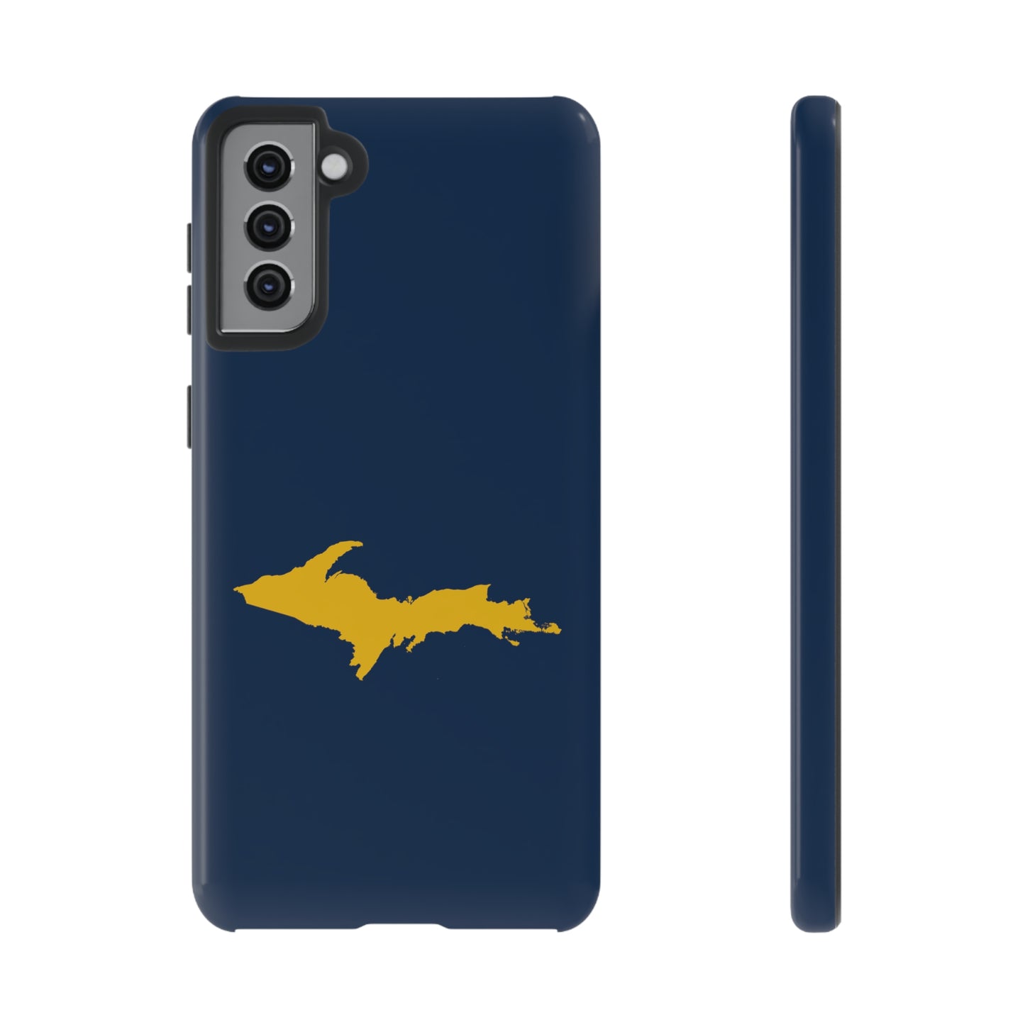 Michigan Upper Peninsula Tough Phone Case (Navy w/ Gold UP Outline) | Samsung & Pixel Android