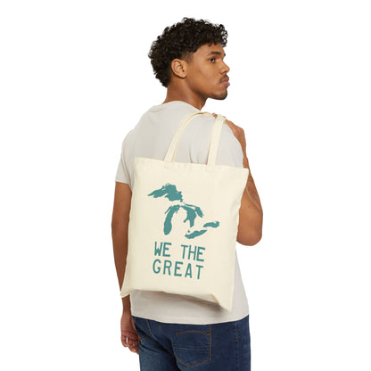 Great Lakes 'We The Great' Light Tote Bag | Huron Blue