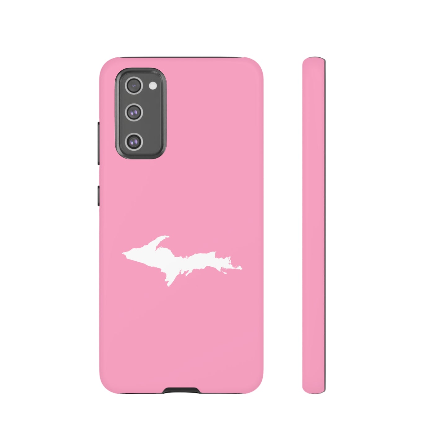 Michigan Upper Peninsula Tough Phone Case ('67 Caddie Pink w/ UP Outline) | Samsung & Pixel Android