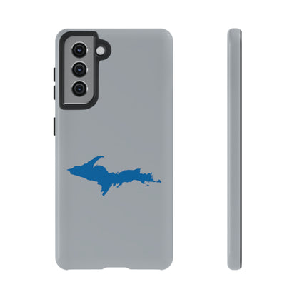 Michigan Upper Peninsula Tough Phone Case (Silver w/ Azure UP Outline) | Samsung & Pixel Android