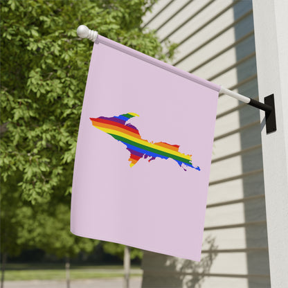 Michigan Upper Peninsula Home & Garden Flag (w/ UP Rainbow Pride Flag) | Pale Lavender