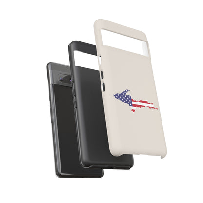 Michigan Upper Peninsula Tough Phone Case (Canvas Color w/ UP USA Flag Outline) | Samsung & Pixel Android