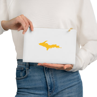 Michigan Upper Peninsula Cosmetic Bag (Gold Outline) | Cotton Canvas