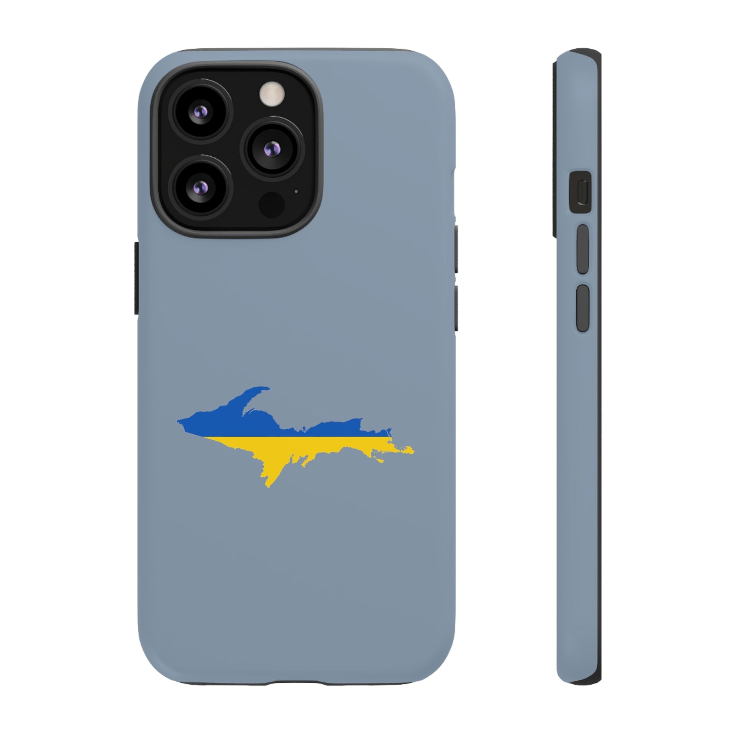 Michigan Upper Peninsula Tough Phone Case (B-24 Liberator Grey w/ UP Ukraine Flag Outline) | Apple iPhone