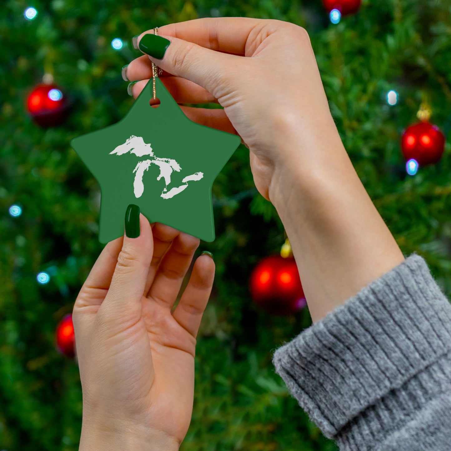 Great Lakes Christmas Ornament (Yuletide Green) | Ceramic - 4 Shapes