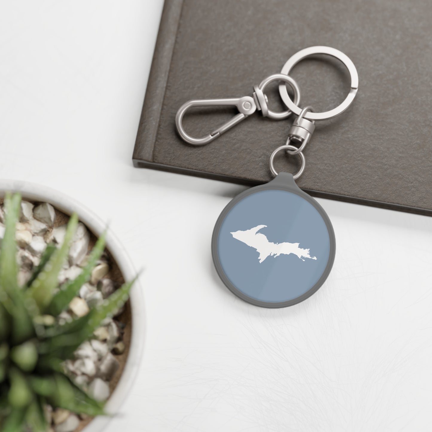 Michigan Upper Peninsula Keyring (w/ UP Outline) | B-24 Grey