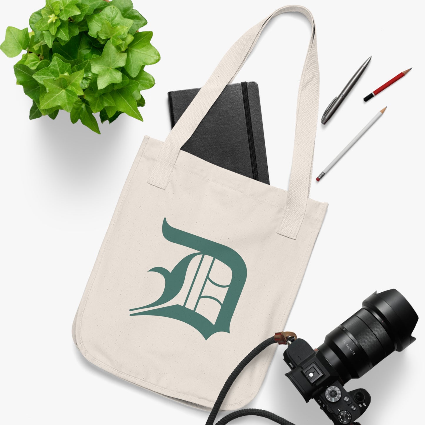 Detroit 'Old English D' Heavy Tote (Copper Green)