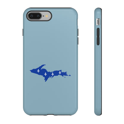 Michigan Upper Peninsula Tough Phone Case (Opal Blue w/ UP Quebec Flag Outline) | Apple iPhone