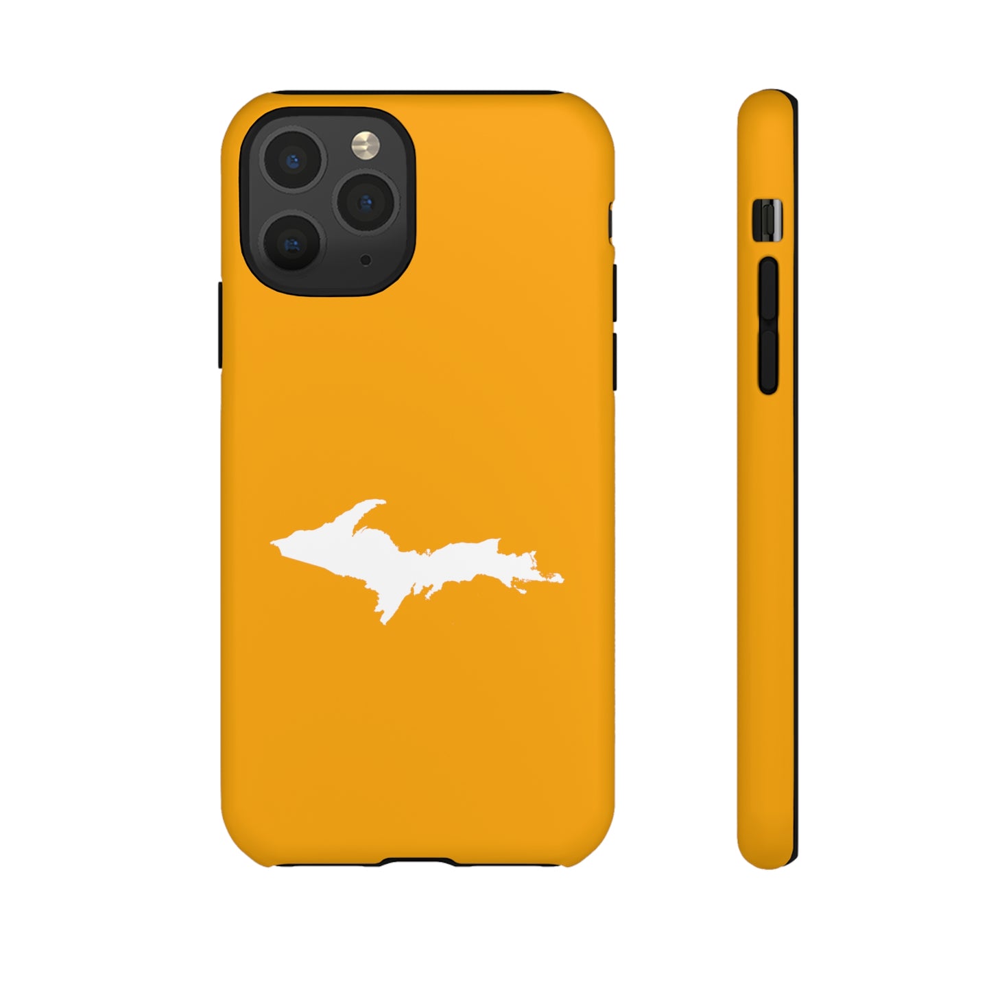 Michigan Upper Peninsula Tough Phone Case (Autumn Birch Leaf Color w/ UP Outline) | Apple iPhone