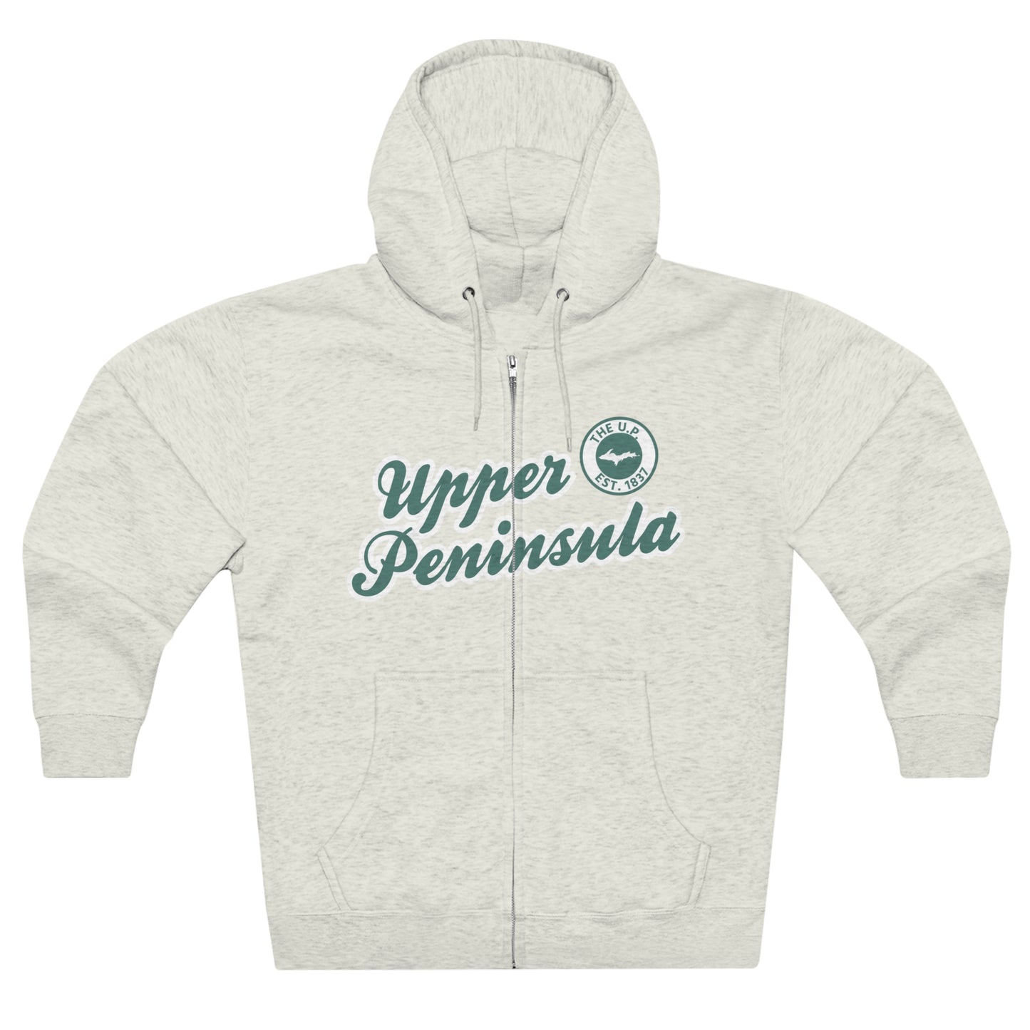 Upper Peninsula EST 1837' Hoodie (Copper Green Script Font) | Unisex Full Zip