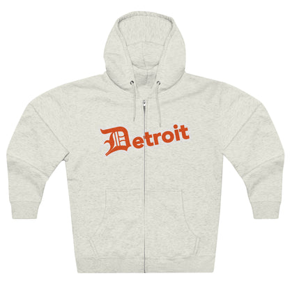 'Detroit' Hoodie (Maple Leaf Orange w/ Old English 'D') | Unisex Full Zip