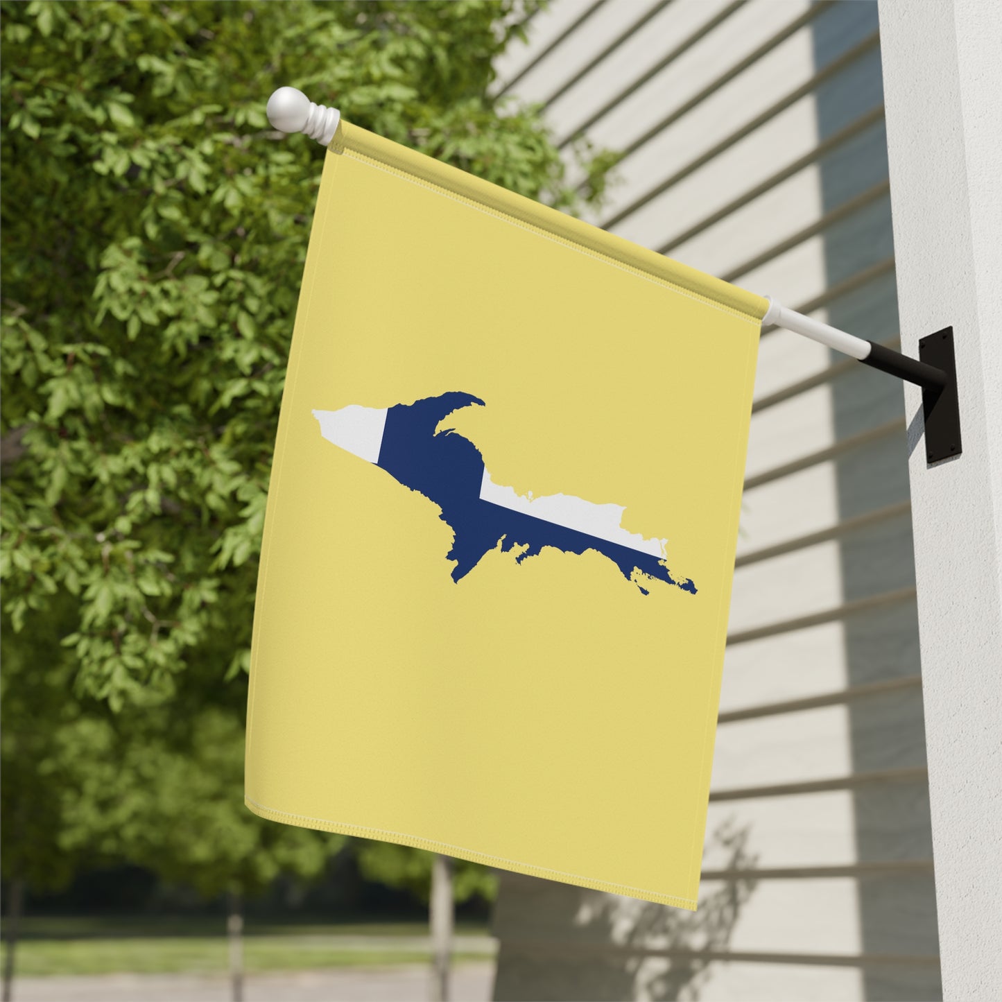 Michigan Upper Peninsula Home & Garden Flag (w/ UP Finland Flag) | Cherry Yellow