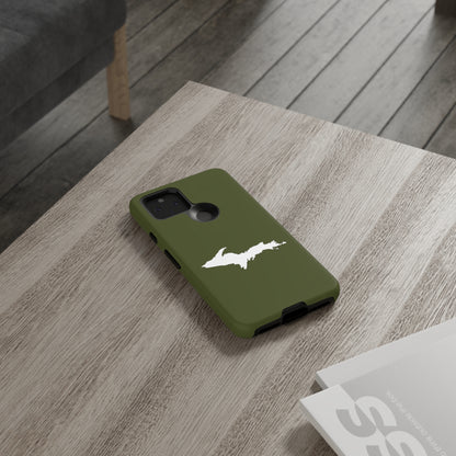 Michigan Upper Peninsula Tough Phone Case (Army Green w/ UP Outline) | Samsung & Pixel Android