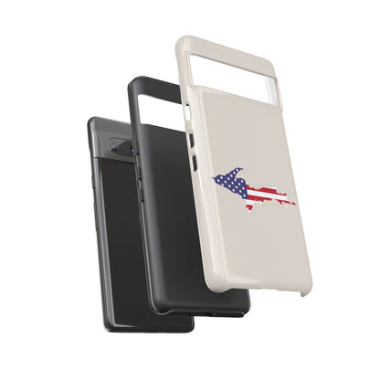 Michigan Upper Peninsula Tough Phone Case (Canvas Color w/ UP USA Flag Outline) | Samsung & Pixel Android