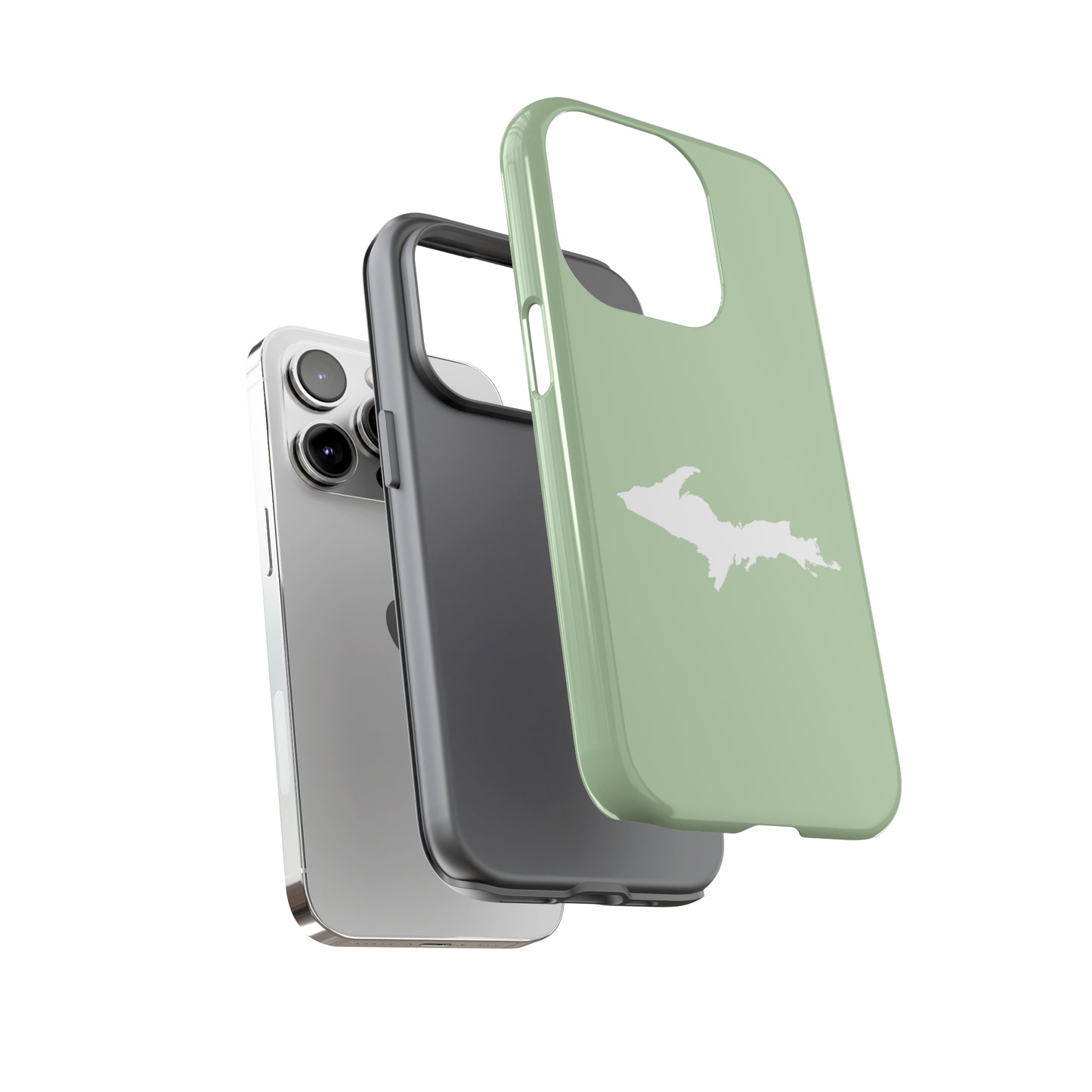 Michigan Upper Peninsula Tough Phone Case (Green Tea Color w/ UP Outline) | Apple iPhone