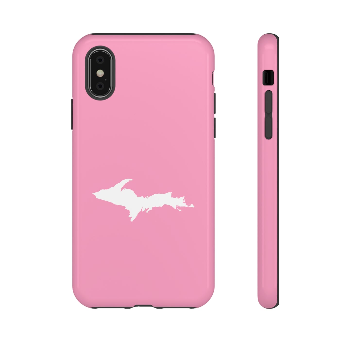 Michigan Upper Peninsula Tough Phone Case ('67 Caddie Pink w/ UP Outline) | Apple iPhone