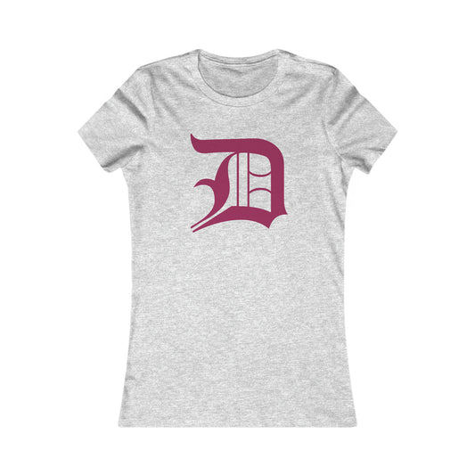 Detroit 'Old English D' T-Shirt (Ruby Red) | Women's Slim Fit