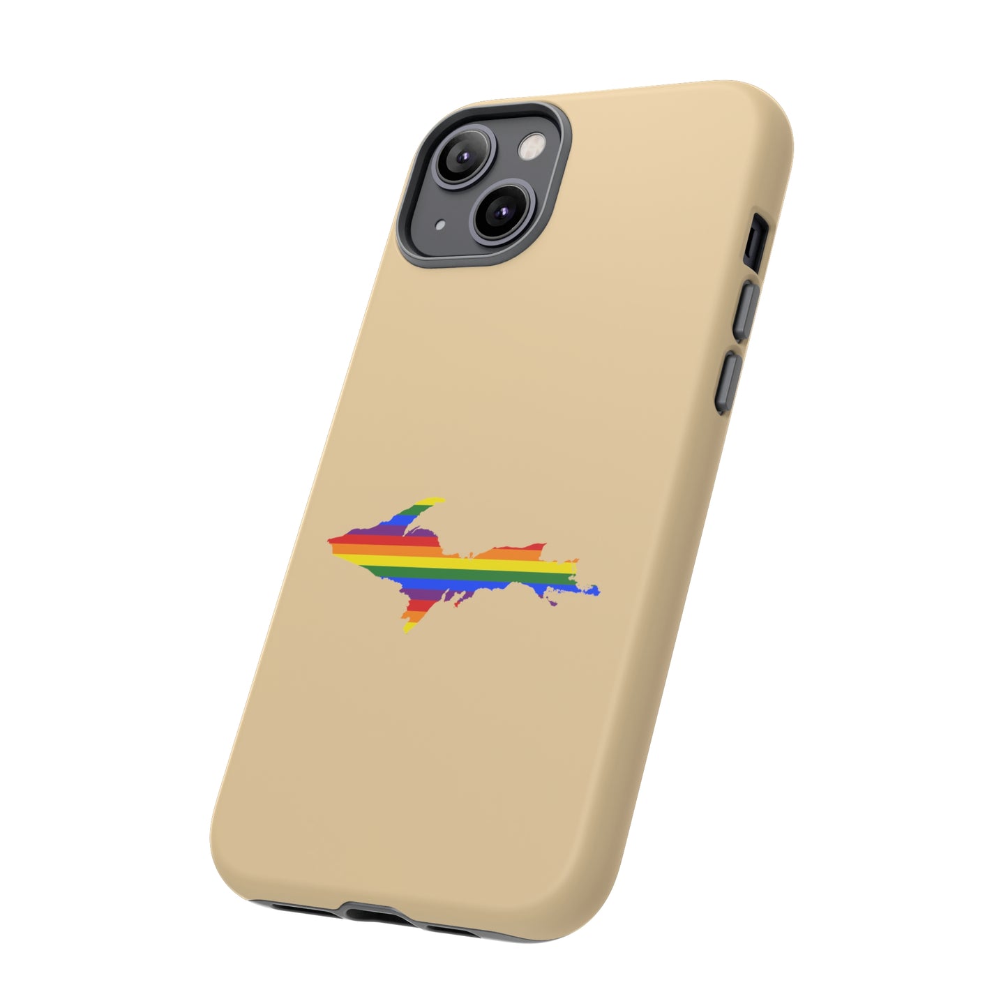 Michigan Upper Peninsula Tough Phone Case (Maple Color w/ UP Pride Flag Outline) | Apple iPhone