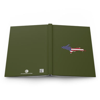 Michigan Upper Peninsula Hardcover Journal (w/ UP USA Flag) | Ruled - Army Green