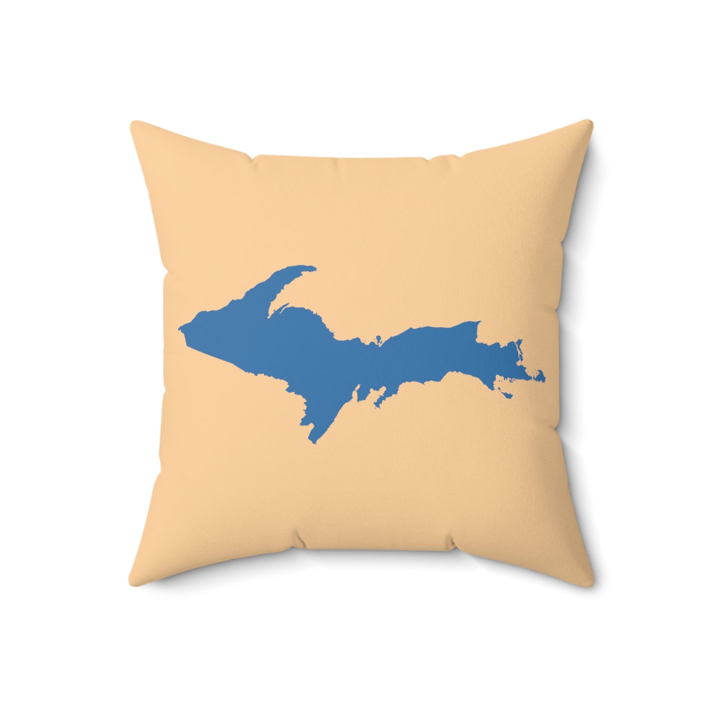 Michigan Upper Peninsula Accent Pillow (w/ UP Outline) | Pale Apricot