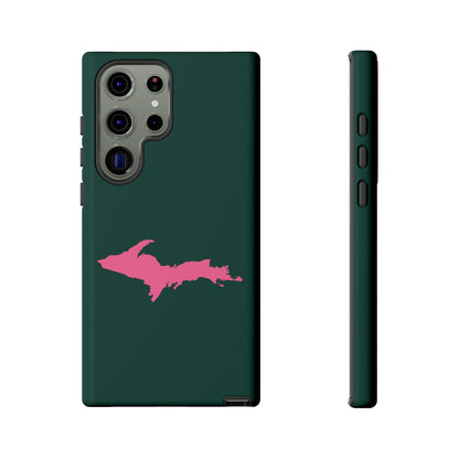 Michigan Upper Peninsula Tough Phone Case (Green w/ Pink UP Outline) | Samsung & Pixel Android