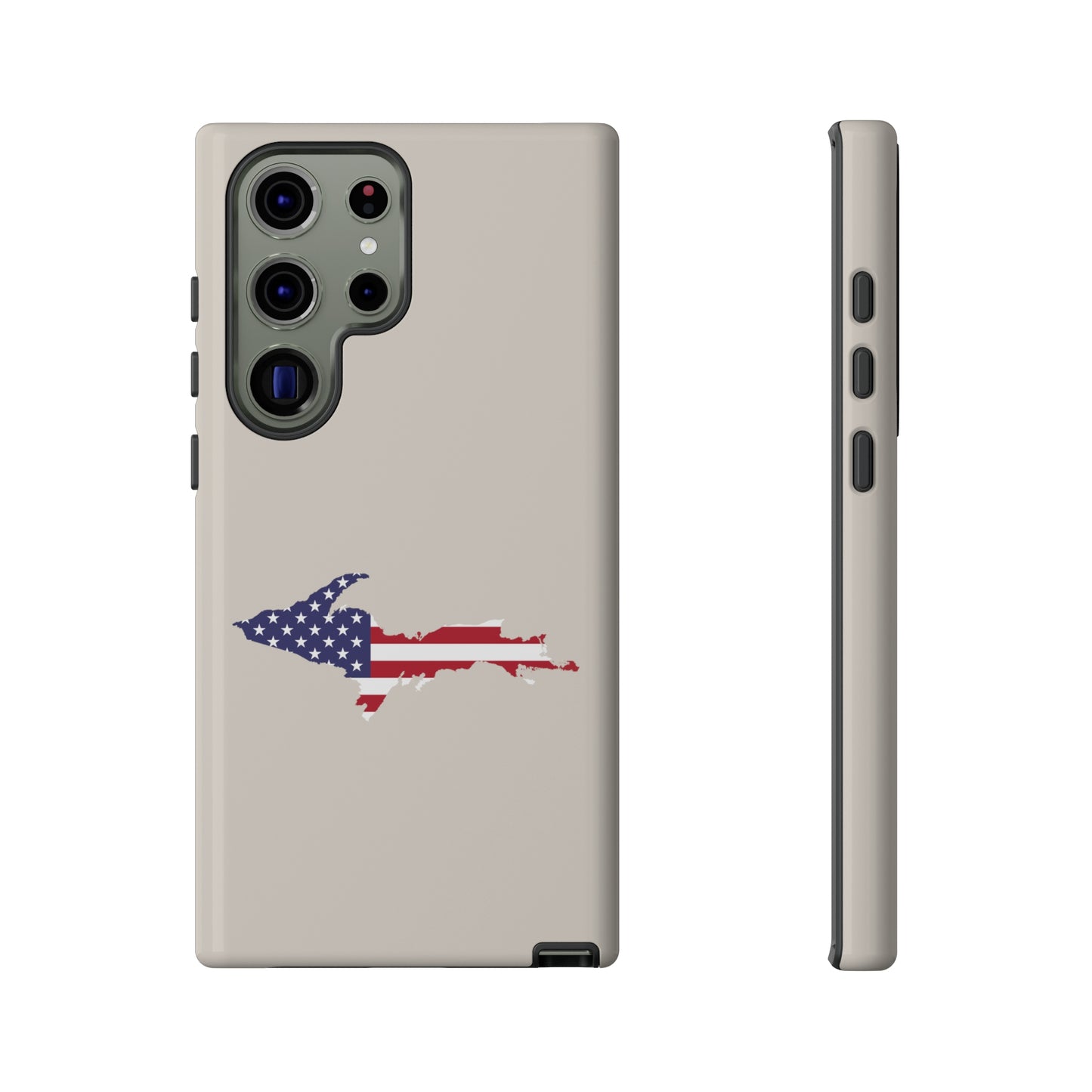 Michigan Upper Peninsula Tough Phone Case (Canvas Color w/ UP USA Flag Outline) | Samsung & Pixel Android