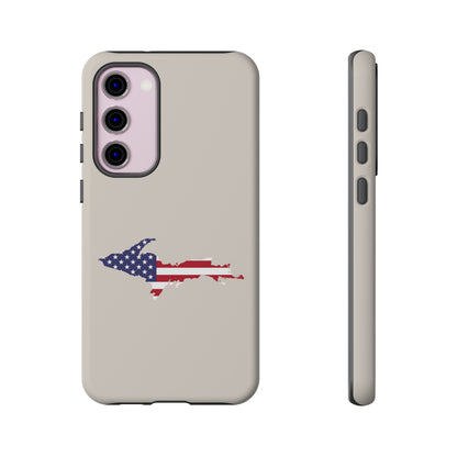 Michigan Upper Peninsula Tough Phone Case (Canvas Color w/ UP USA Flag Outline) | Samsung & Pixel Android