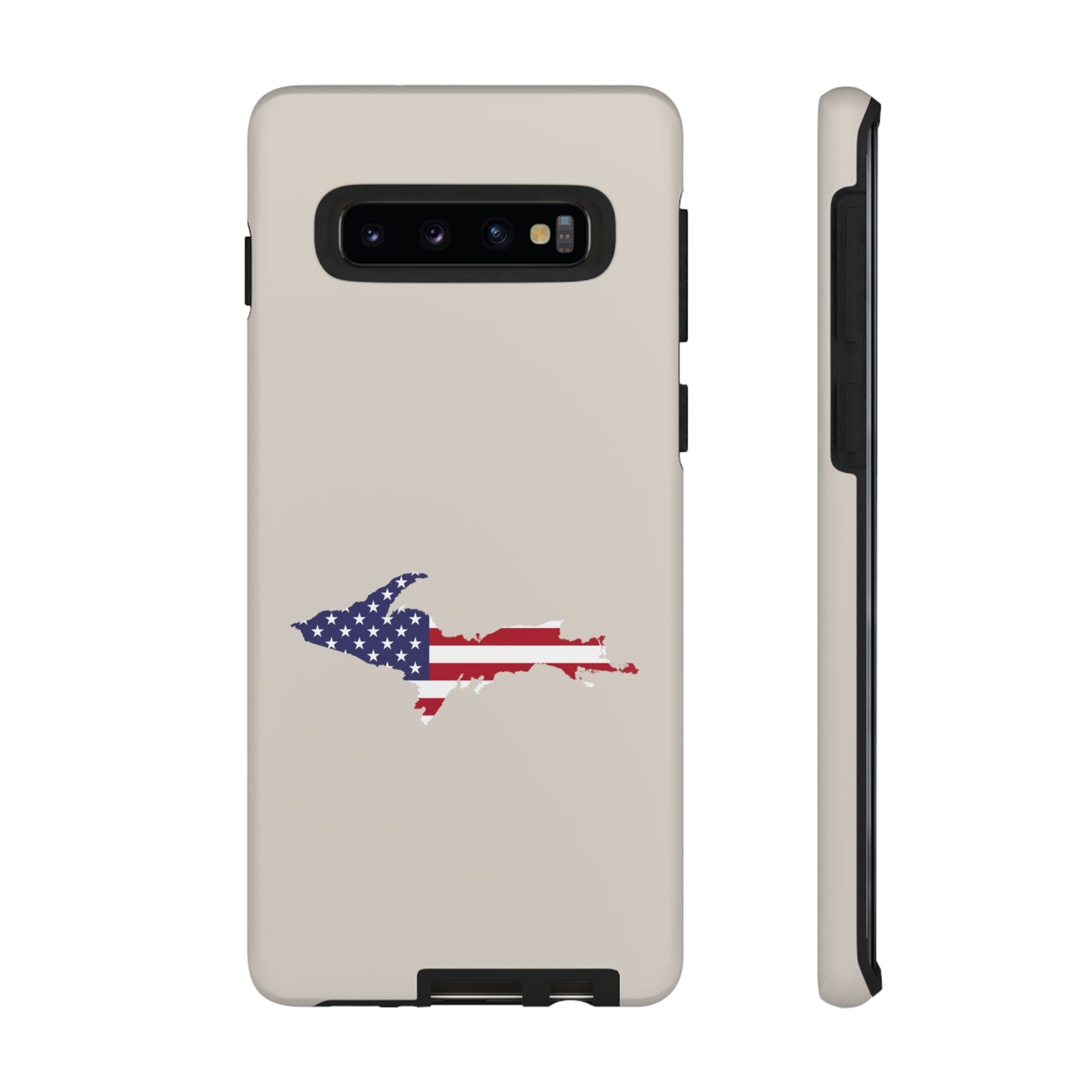 Michigan Upper Peninsula Tough Phone Case (Canvas Color w/ UP USA Flag Outline) | Samsung & Pixel Android