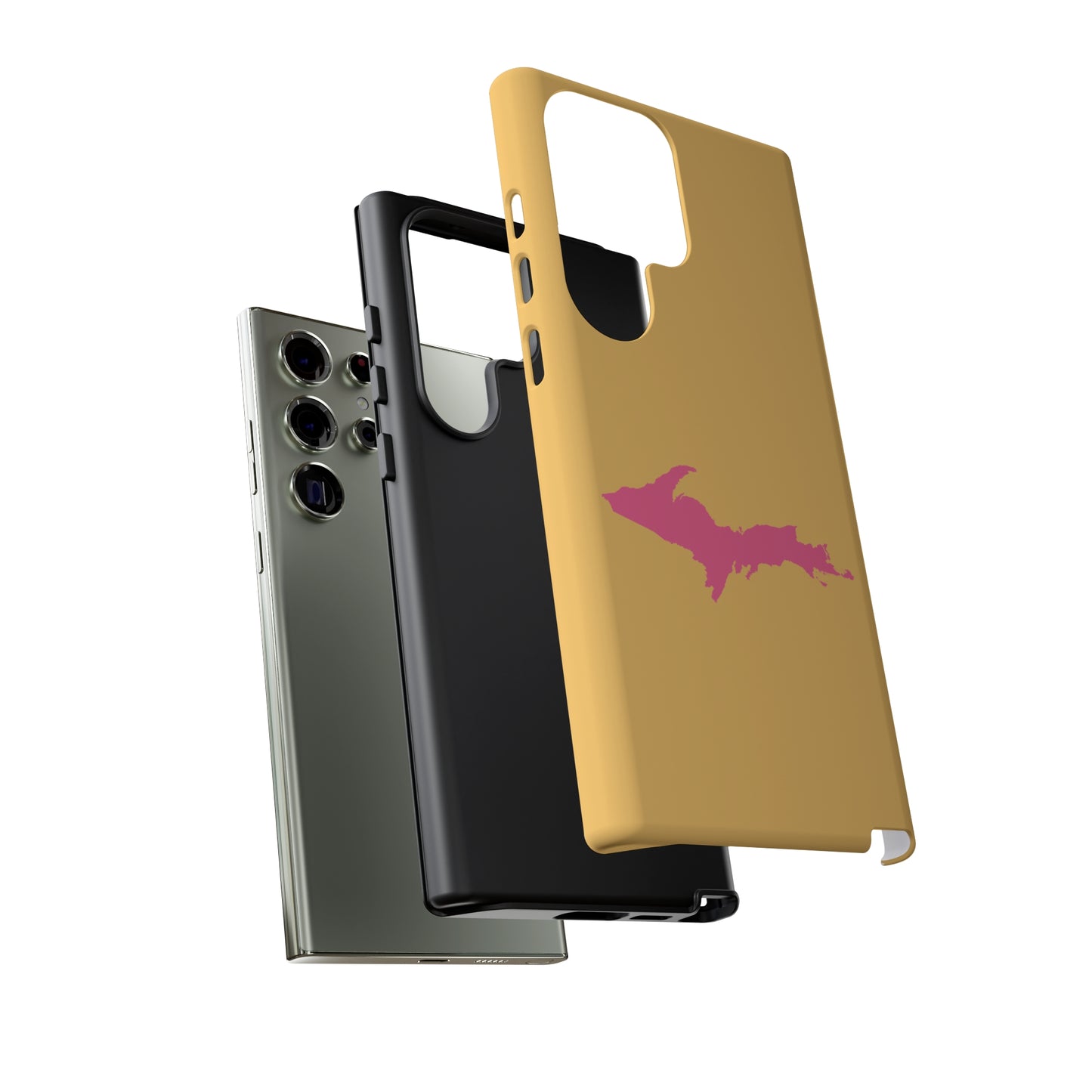 Michigan Upper Peninsula Tough Phone Case (Citrine w/ Pink UP Outline) | Samsung & Pixel Android