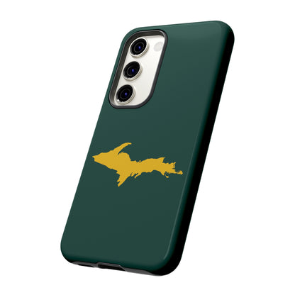 Michigan Upper Peninsula Tough Phone Case (Green w/ Gold UP Outline) | Samsung & Pixel Android