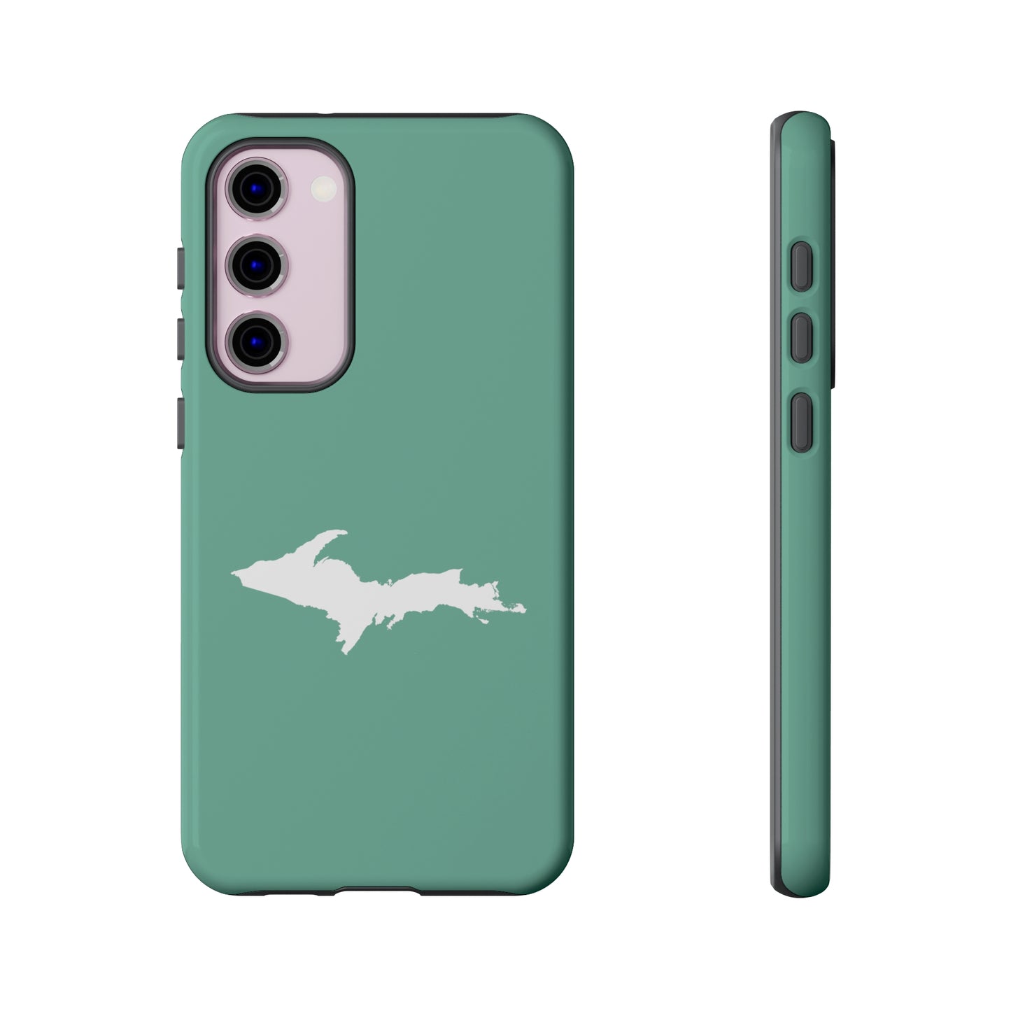 Michigan Upper Peninsula Tough Phone Case ('64 Metallic Mint Green w/ UP Outline) | Samsung & Pixel Android