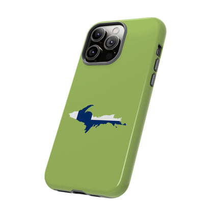 Michigan Upper Peninsula Tough Phone Case (Gooseberry Green w/ UP Finland Flag Outline) | Apple iPhone