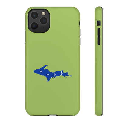 Michigan Upper Peninsula Tough Phone Case (Gooseberry Green w/ UP Quebec Flag Outline) | Apple iPhone