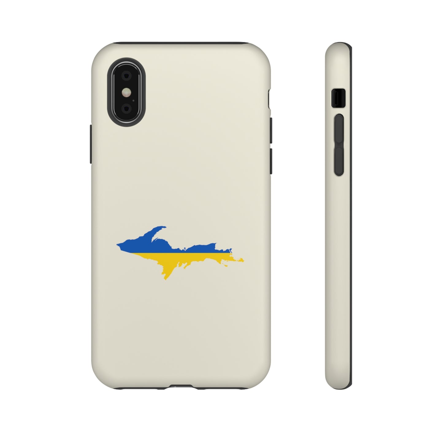 Michigan Upper Peninsula Tough Phone Case (Ivory Color w/ UP Ukraine Flag Outline) | Apple iPhone